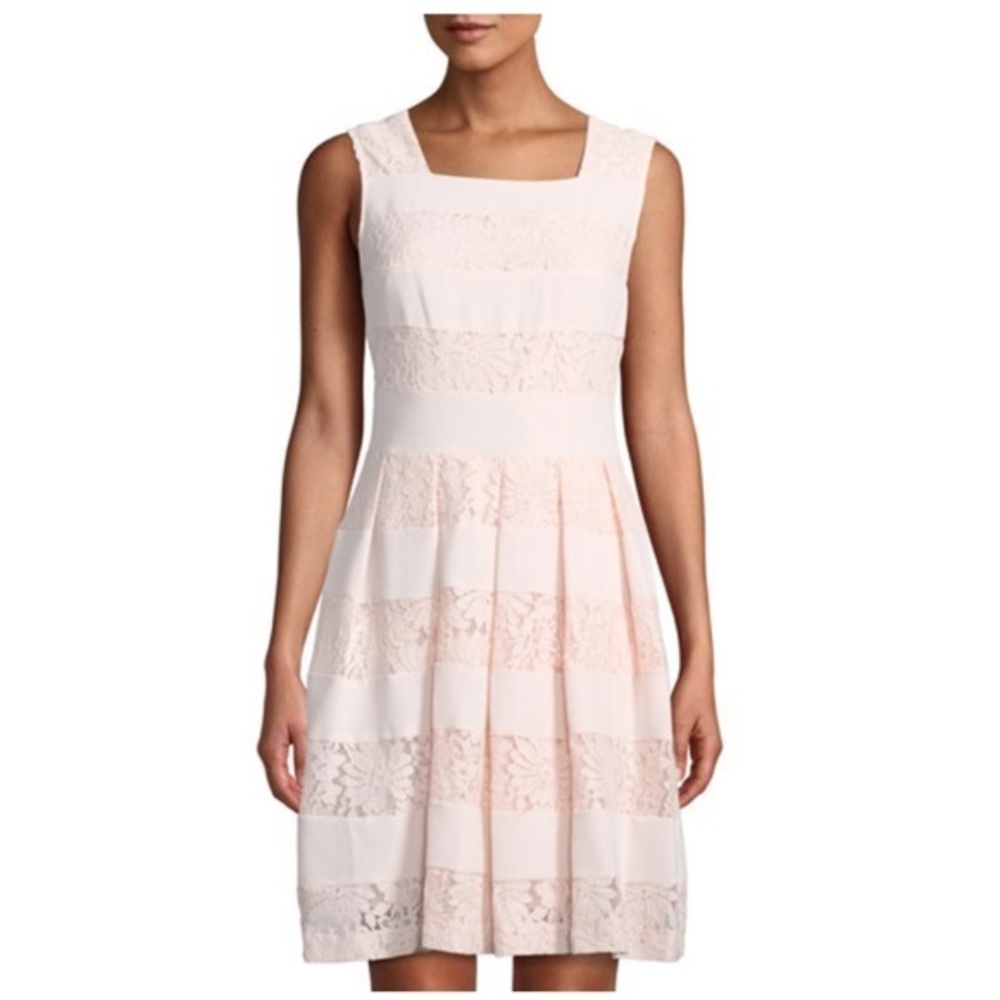 Karl Lagerfeld Paris Lace-Striped Fit & Flare Sz 8